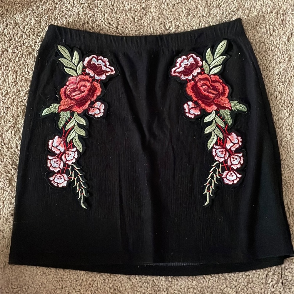 Embroider floral skirt